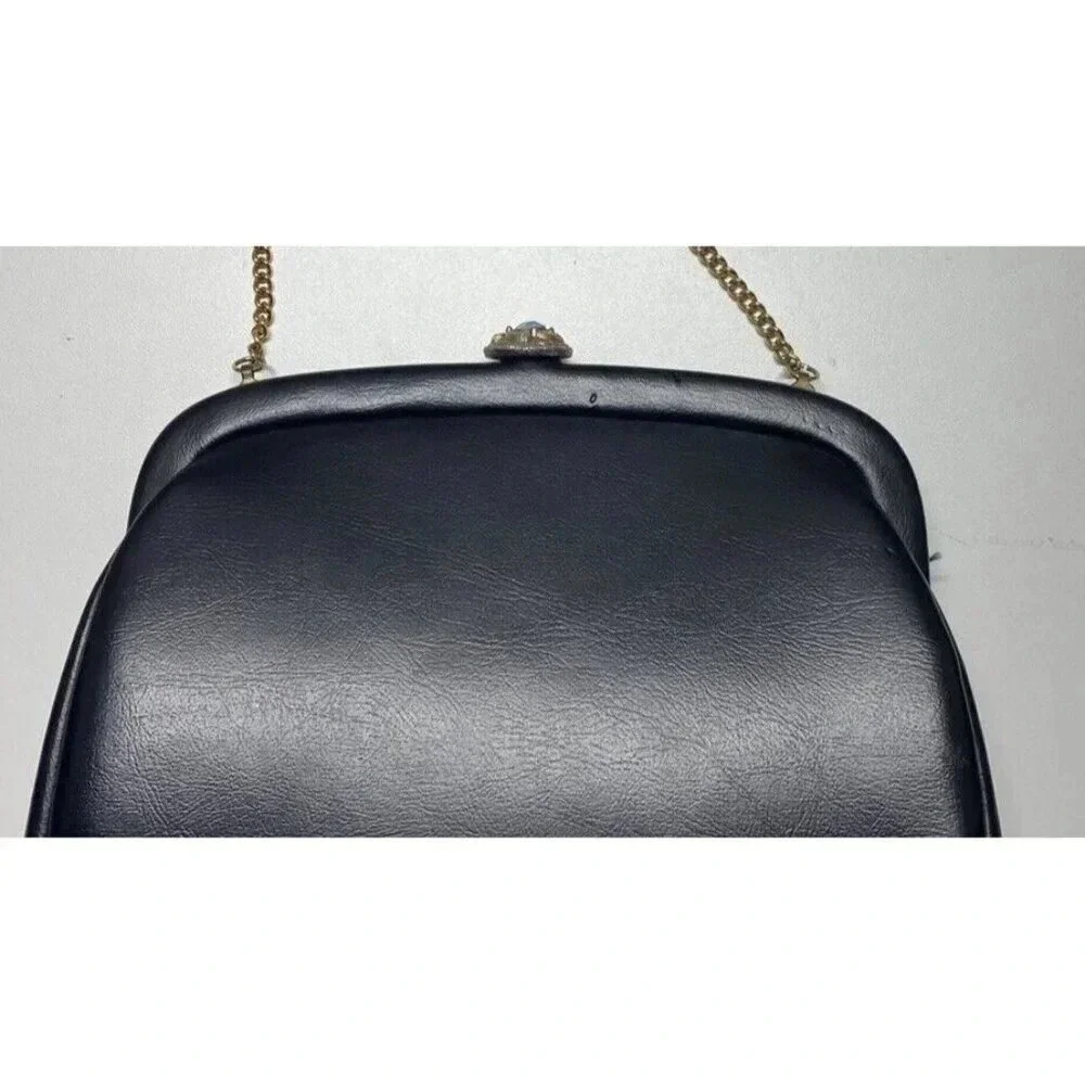 Vintage Black Vinyl Bag Clutch Glamorous‎ Retro Purse